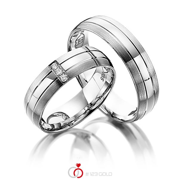 Paar bicolor Trauringe/Eheringe in Weißgold 585 Graugold dunkel 585 mit zus. 0,03 ct. Brillant tw, si von Steinberg - Q-1051-12 Paar bicolor Trauringe/Eheringe in Weißgold 585 Graugold dunkel 585 mit zus. 0,03 ct. Brillant tw, si von Steinberg - Q-1051-12