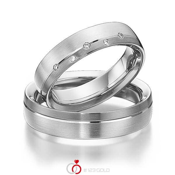 Paar bicolor Trauringe/Eheringe in Weißgold 585 Graugold dunkel 585 mit zus. 0,04 ct. Brillant tw, si von 123gold - Y-1297-12 Paar bicolor Trauringe/Eheringe in Weißgold 585 Graugold dunkel 585 mit zus. 0,04 ct. Brillant tw, si von 123gold - Y-1297-12
