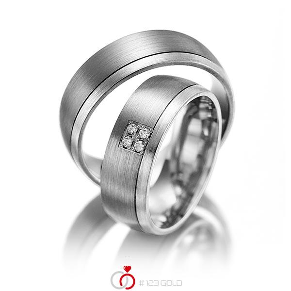 Paar bicolor Trauringe/Eheringe in Weißgold 585 Graugold dunkel 585 mit zus. 0,04 ct. Brillant tw, si von Steinberg - Q-1242-6 Paar bicolor Trauringe/Eheringe in Weißgold 585 Graugold dunkel 585 mit zus. 0,04 ct. Brillant tw, si von Steinberg - Q-1242-6