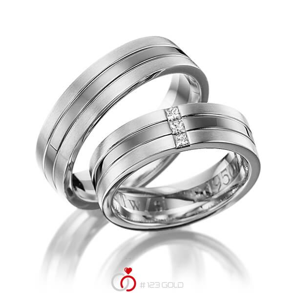 Paar bicolor Trauringe/Eheringe in Weißgold 585 Graugold dunkel 585 mit zus. 0,12 ct. Prinzess-Diamant tw, si von 123gold - Y-1148-16 Paar bicolor Trauringe/Eheringe in Weißgold 585 Graugold dunkel 585 mit zus. 0,12 ct. Prinzess-Diamant tw, si von 123gold - Y-1148-16