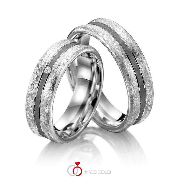 Paar bicolor Trauringe/Eheringe in Weißgold 585 Palladium 585 mit zus. 0,01 ct. Brillant tw, si von Merii - M-1057-1 Paar bicolor Trauringe/Eheringe in Weißgold 585 Palladium 585 mit zus. 0,01 ct. Brillant tw, si von Merii - M-1057-1