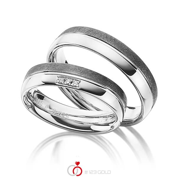 Paar Bicolor Trauringe Eheringe In Weissgold 585 Palladium 585 Mit Zus 0 024 Ct Brillant Tw Si Von Merii