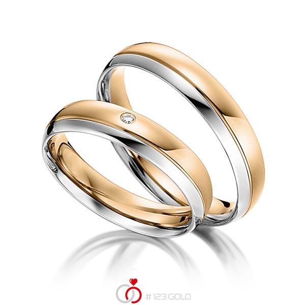 Paar bicolor Trauringe/Eheringe in Weißgold 585 Roségold 585 mit zus. 0,008 ct. Brillant tw, si von acredo - S-1103-3 Paar bicolor Trauringe/Eheringe in Weißgold 585 Roségold 585 mit zus. 0,008 ct. Brillant tw, si von acredo - S-1103-3