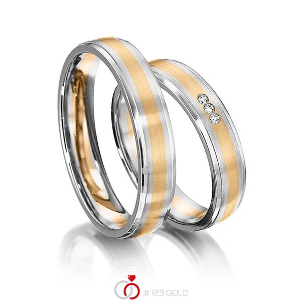 Paar bicolor Trauringe/Eheringe in Weißgold 585 Roségold 585 mit zus. 0,024 ct. Brillant tw, si von acredo - S-1159-1 Paar bicolor Trauringe/Eheringe in Weißgold 585 Roségold 585 mit zus. 0,024 ct. Brillant tw, si von acredo - S-1159-1