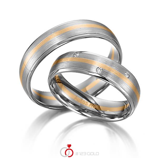 Paar bicolor Trauringe/Eheringe in Weißgold 585 Roségold 585 mit zus. 0,024 ct. Brillant tw, si von acredo - S-1162-3 Paar bicolor Trauringe/Eheringe in Weißgold 585 Roségold 585 mit zus. 0,024 ct. Brillant tw, si von acredo - S-1162-3