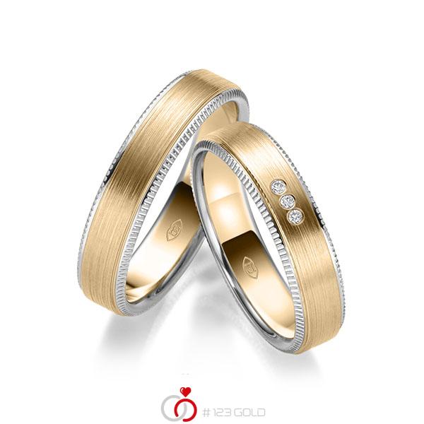 Paar bicolor Trauringe/Eheringe in Weissgold 585 Roségold 585 mit zus. 0,03 ct. Brillant tw, si - UQ-1024-2 Paar bicolor Trauringe/Eheringe in Weissgold 585 Roségold 585 mit zus. 0,03 ct. Brillant tw, si - UQ-1024-2