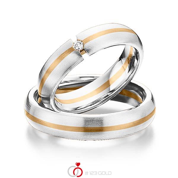Paar bicolor Trauringe/Eheringe in Weissgold 585 Roségold 585 mit zus. 0,03 ct. Brillant tw, si von 123gold - Y-1284-5 Paar bicolor Trauringe/Eheringe in Weissgold 585 Roségold 585 mit zus. 0,03 ct. Brillant tw, si von 123gold - Y-1284-5