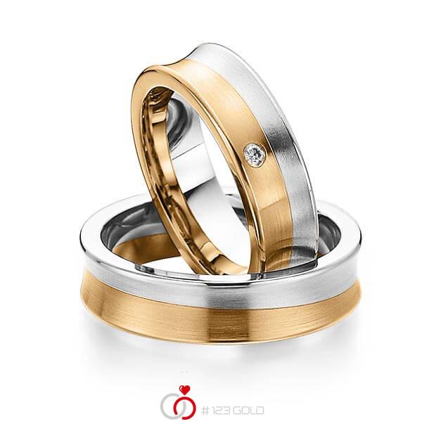 Paar bicolor Trauringe/Eheringe in Weissgold 585 Roségold 585 mit zus. 0,03 ct. Brillant tw, si von 123gold - Y-1299-6 Paar bicolor Trauringe/Eheringe in Weissgold 585 Roségold 585 mit zus. 0,03 ct. Brillant tw, si von 123gold - Y-1299-6
