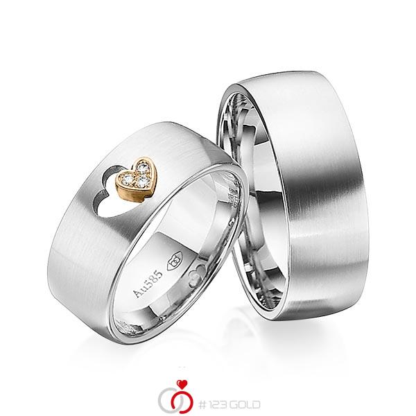 Paar bicolor Trauringe/Eheringe in Weissgold 585 Roségold 585 mit zus. 0,03 ct. Brillant tw, si von 123gold - Y-1342-6 Paar bicolor Trauringe/Eheringe in Weissgold 585 Roségold 585 mit zus. 0,03 ct. Brillant tw, si von 123gold - Y-1342-6