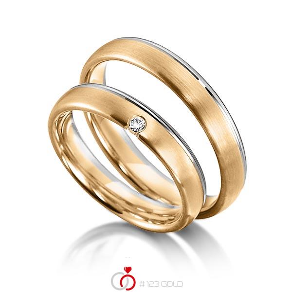 Paar bicolor Trauringe/Eheringe in Weißgold 585 Roségold 585 mit zus. 0,03 ct. Brillant tw, si von acredo - S-1151-1 Paar bicolor Trauringe/Eheringe in Weißgold 585 Roségold 585 mit zus. 0,03 ct. Brillant tw, si von acredo - S-1151-1