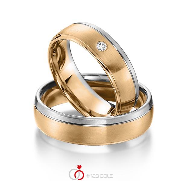 Paar bicolor Trauringe/Eheringe in Weißgold 585 Roségold 585 mit zus. 0,03 ct. Brillant tw, si von acredo - S-1161-2 Paar bicolor Trauringe/Eheringe in Weißgold 585 Roségold 585 mit zus. 0,03 ct. Brillant tw, si von acredo - S-1161-2