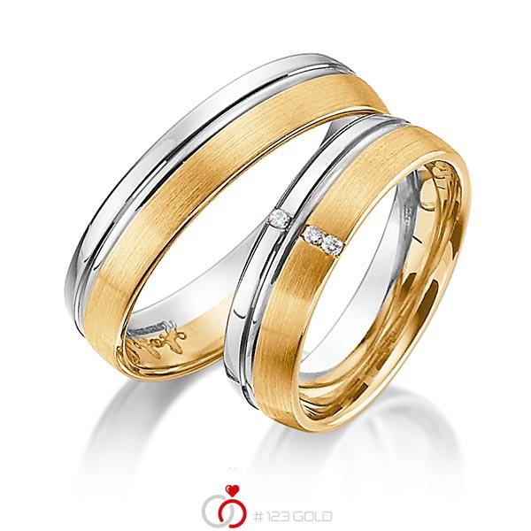 Paar bicolor Trauringe/Eheringe in Weißgold 585 Roségold 585 mit zus. 0,03 ct. Brillant tw, si von Steinberg - Q-1188-3 Paar bicolor Trauringe/Eheringe in Weißgold 585 Roségold 585 mit zus. 0,03 ct. Brillant tw, si von Steinberg - Q-1188-3
