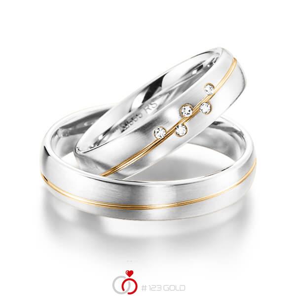 Paar bicolor Trauringe/Eheringe in Weißgold 585 Roségold 585 mit zus. 0,04 ct. Brillant tw, si von acredo - S-1143-6 Paar bicolor Trauringe/Eheringe in Weißgold 585 Roségold 585 mit zus. 0,04 ct. Brillant tw, si von acredo - S-1143-6