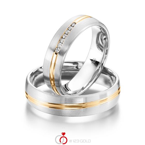 Paar bicolor Trauringe/Eheringe in Weißgold 585 Roségold 585 mit zus. 0,056 ct. Brillant tw, si von acredo - S-1140-6 Paar bicolor Trauringe/Eheringe in Weißgold 585 Roségold 585 mit zus. 0,056 ct. Brillant tw, si von acredo - S-1140-6