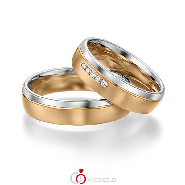Paar bicolor Trauringe/Eheringe in Weißgold 585 Roségold 585 mit zus. 0,05 ct. Brillant tw, si von acredo - S-1111-3 Paar bicolor Trauringe/Eheringe in Weißgold 585 Roségold 585 mit zus. 0,05 ct. Brillant tw, si von acredo - S-1111-3