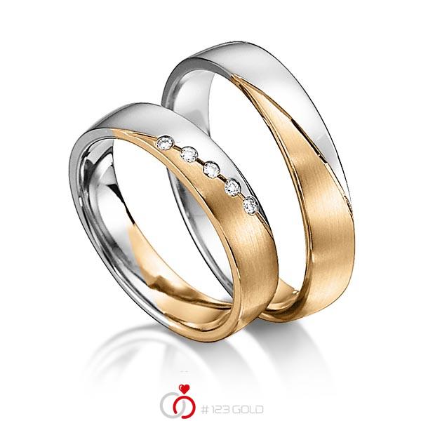 Paar bicolor Trauringe/Eheringe in Weißgold 585 Roségold 585 mit zus. 0,05 ct. Brillant tw, si von acredo - S-1146-1 Paar bicolor Trauringe/Eheringe in Weißgold 585 Roségold 585 mit zus. 0,05 ct. Brillant tw, si von acredo - S-1146-1