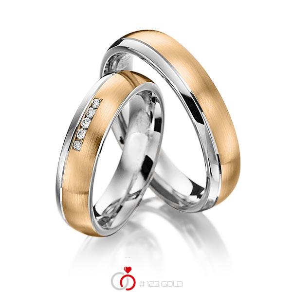 Paar bicolor Trauringe/Eheringe in Weißgold 585 Roségold 585 mit zus. 0,05 ct. Brillant tw, si von Steinberg - Q-1236-8 Paar bicolor Trauringe/Eheringe in Weißgold 585 Roségold 585 mit zus. 0,05 ct. Brillant tw, si von Steinberg - Q-1236-8