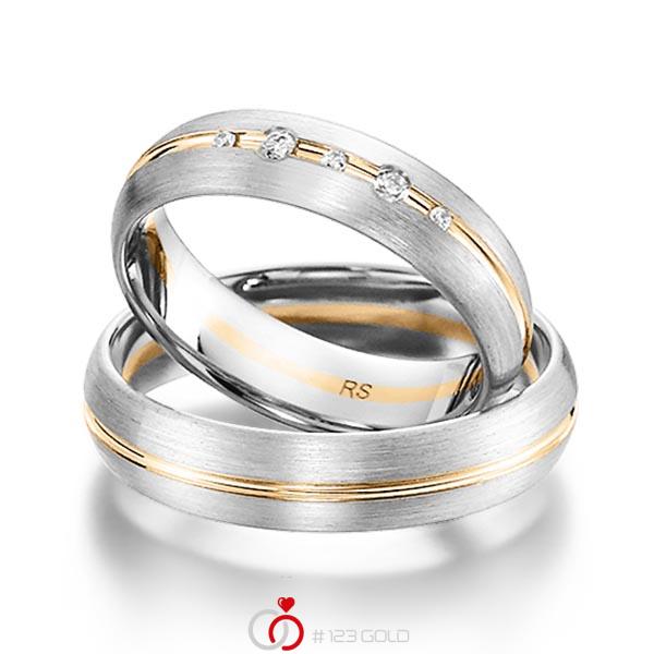 Paar bicolor Trauringe/Eheringe in Weißgold 585 Roségold 585 mit zus. 0,064 ct. Brillant tw, si von acredo - S-1163-2 Paar bicolor Trauringe/Eheringe in Weißgold 585 Roségold 585 mit zus. 0,064 ct. Brillant tw, si von acredo - S-1163-2
