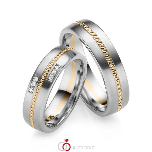 Paar bicolor Trauringe/Eheringe in Weißgold 585 Roségold 585 mit zus. 0,06 ct. Brillant tw, si von 123gold - Y-1421-3 Paar bicolor Trauringe/Eheringe in Weißgold 585 Roségold 585 mit zus. 0,06 ct. Brillant tw, si von 123gold - Y-1421-3