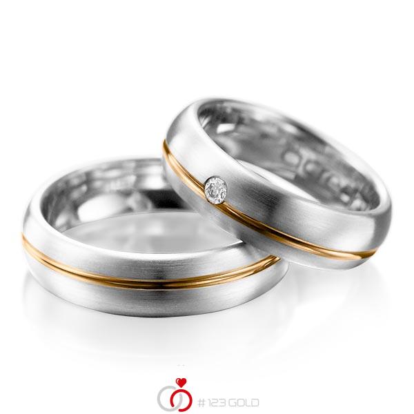 Paar bicolor Trauringe/Eheringe in Weissgold 585 Roségold 585 mit zus. 0,06 ct. Brillant tw, si von acredo - A-1003-2 Paar bicolor Trauringe/Eheringe in Weissgold 585 Roségold 585 mit zus. 0,06 ct. Brillant tw, si von acredo - A-1003-2