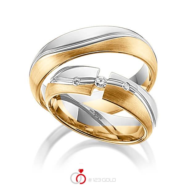 Paar bicolor Trauringe/Eheringe in Weißgold 585 Roségold 585 mit zus. 0,09 ct. Brillant tw, si von Steinberg - Q-1187-5 Paar bicolor Trauringe/Eheringe in Weißgold 585 Roségold 585 mit zus. 0,09 ct. Brillant tw, si von Steinberg - Q-1187-5