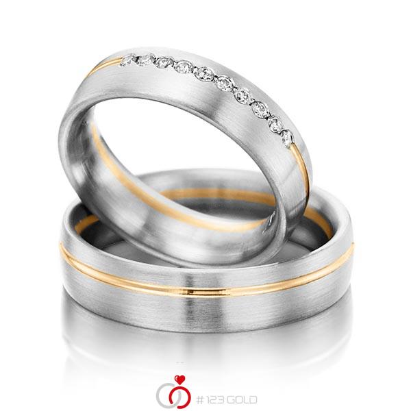 Paar bicolor Trauringe/Eheringe in Weißgold 585 Roségold 585 mit zus. 0,15 ct. Brillant tw, si von Steinberg - Q-1202-3 Paar bicolor Trauringe/Eheringe in Weißgold 585 Roségold 585 mit zus. 0,15 ct. Brillant tw, si von Steinberg - Q-1202-3