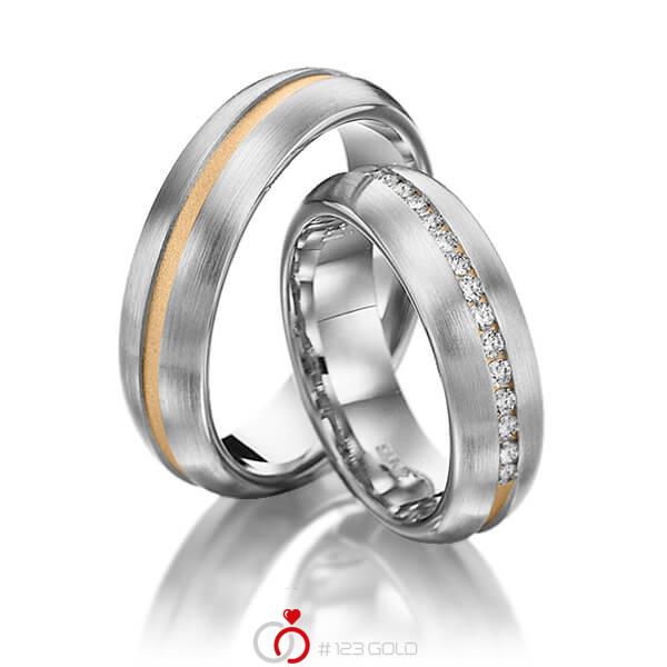 Paar bicolor Trauringe/Eheringe in Weissgold 585 Roségold 585 mit zus. 0,225 ct. Brillant tw, si von 123gold - Y-1144-14 Paar bicolor Trauringe/Eheringe in Weissgold 585 Roségold 585 mit zus. 0,225 ct. Brillant tw, si von 123gold - Y-1144-14