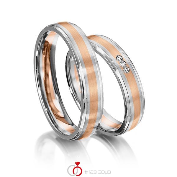 Paar bicolor Trauringe/Eheringe in Weißgold 585 Rotgold 585 mit zus. 0,024 ct. Brillant tw, si von acredo - S-1159-2 Paar bicolor Trauringe/Eheringe in Weißgold 585 Rotgold 585 mit zus. 0,024 ct. Brillant tw, si von acredo - S-1159-2