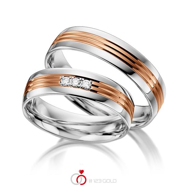 Paar bicolor Trauringe/Eheringe in Weißgold 585 Rotgold 585 mit zus. 0,045 ct. Brillant tw, si von acredo - S-1100-9 Paar bicolor Trauringe/Eheringe in Weißgold 585 Rotgold 585 mit zus. 0,045 ct. Brillant tw, si von acredo - S-1100-9