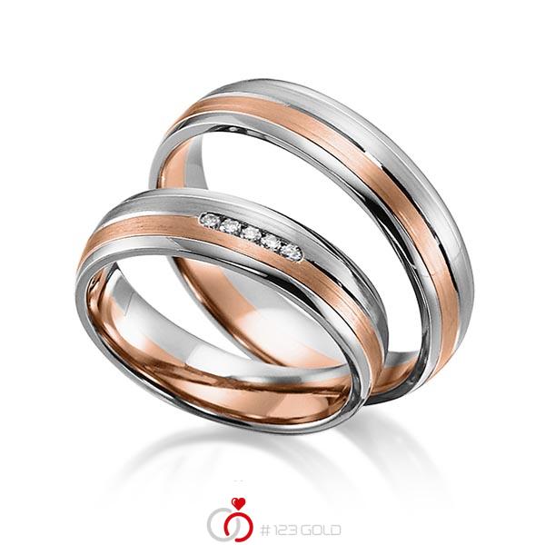 Paar bicolor Trauringe/Eheringe in Weißgold 585 Rotgold 585 mit zus. 0,05 ct. Brillant tw, si von acredo - S-1157-2 Paar bicolor Trauringe/Eheringe in Weißgold 585 Rotgold 585 mit zus. 0,05 ct. Brillant tw, si von acredo - S-1157-2