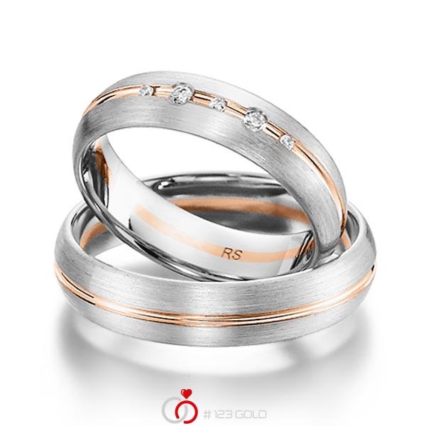 Paar bicolor Trauringe/Eheringe in Weißgold 585 Rotgold 585 mit zus. 0,064 ct. Brillant tw, si von acredo - S-1163-7 Paar bicolor Trauringe/Eheringe in Weißgold 585 Rotgold 585 mit zus. 0,064 ct. Brillant tw, si von acredo - S-1163-7