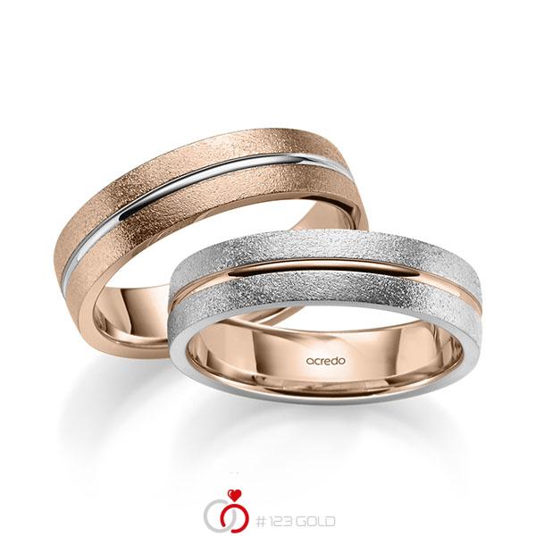 Paar bicolor Trauringe/Eheringe in Weissgold 585 Rotgold 585 von acredo - A-2187-4 Paar bicolor Trauringe/Eheringe in Weissgold 585 Rotgold 585 von acredo - A-2187-4