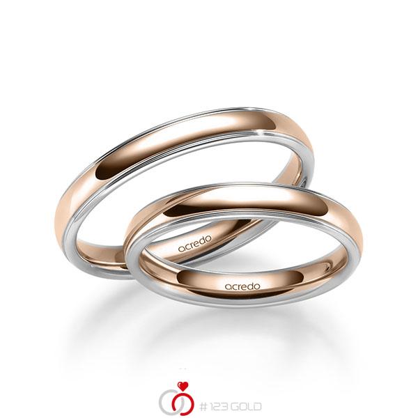 Paar bicolor Trauringe/Eheringe in Weißgold 585 Rotgold 585 von acredo - S-1283-3 Paar bicolor Trauringe/Eheringe in Weißgold 585 Rotgold 585 von acredo - S-1283-3