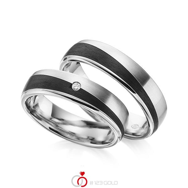 Paar Carbon Trauringe/Eheringe in Edelstahl Edelstahl Carbon-Einzug mit zus. 0,02 ct. Brillant tw, si von 123gold - Y-1345-4 Paar Carbon Trauringe/Eheringe in Edelstahl Edelstahl Carbon-Einzug mit zus. 0,02 ct. Brillant tw, si von 123gold - Y-1345-4