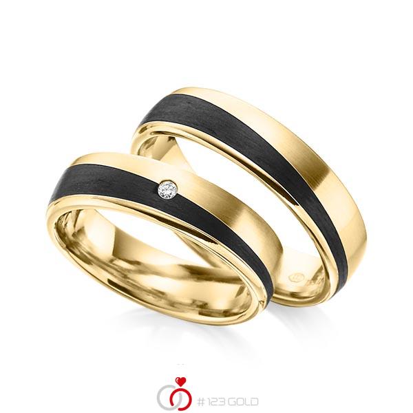 Paar Carbon Trauringe/Eheringe in Gelbgold 585 Gelbgold 585 Carbon-Einzug mit zus. 0,02 ct. Brillant tw, si von 123gold - Y-1345-6 Paar Carbon Trauringe/Eheringe in Gelbgold 585 Gelbgold 585 Carbon-Einzug mit zus. 0,02 ct. Brillant tw, si von 123gold - Y-1345-6