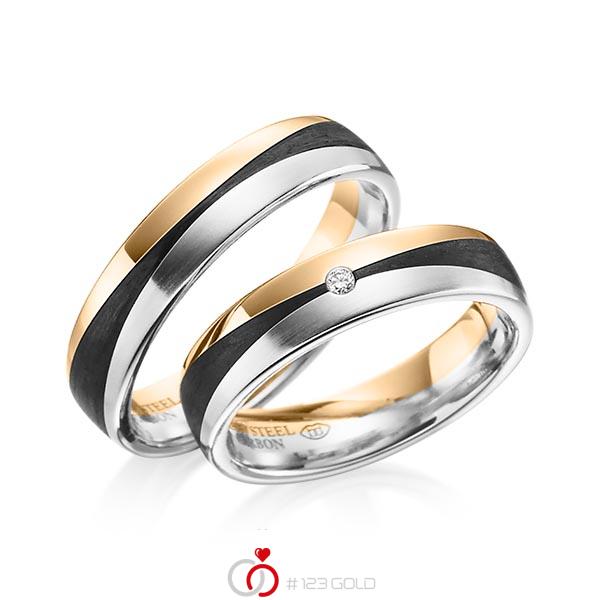 Paar Carbon Trauringe/Eheringe in Roségold 585 Roségold 585 Carbon-Einzug Weissgold 585 Carbon-Einzug mit zus. 0,02 ct. Brillant tw, si von 123gold - Y-1344-9 Paar Carbon Trauringe/Eheringe in Roségold 585 Roségold 585 Carbon-Einzug Weissgold 585 Carbon-Einzug mit zus. 0,02 ct. Brillant tw, si von 123gold - Y-1344-9