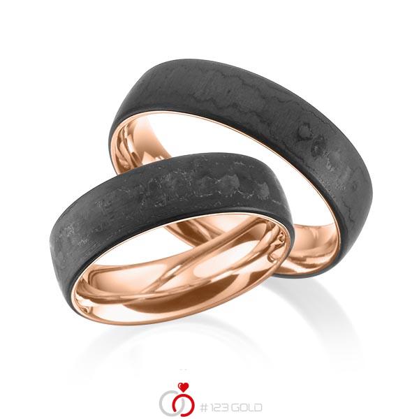 Paar Carbon Trauringe/Eheringe in Rotgold 585 Carbon-Einzug von 123gold - Y-1317-3 Paar Carbon Trauringe/Eheringe in Rotgold 585 Carbon-Einzug von 123gold - Y-1317-3