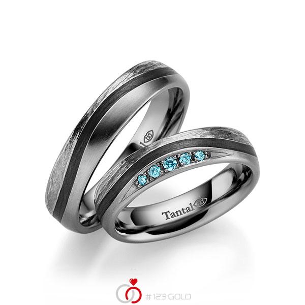 Paar Carbon Trauringe/Eheringe in Tantal 900 mit zus. 0,07 ct. Brillant iceblue - UQ-1075-1 Paar Carbon Trauringe/Eheringe in Tantal 900 mit zus. 0,07 ct. Brillant iceblue - UQ-1075-1