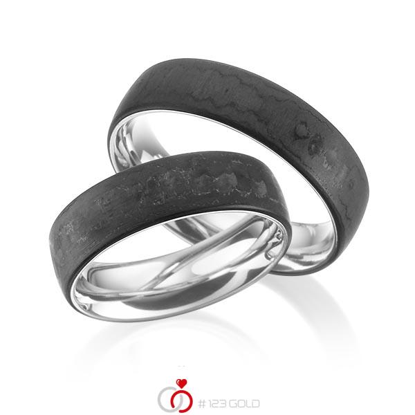 Paar Carbon Trauringe/Eheringe in Weissgold 585 Carbon-Einzug von 123gold - Y-1317-1 Paar Carbon Trauringe/Eheringe in Weissgold 585 Carbon-Einzug von 123gold - Y-1317-1