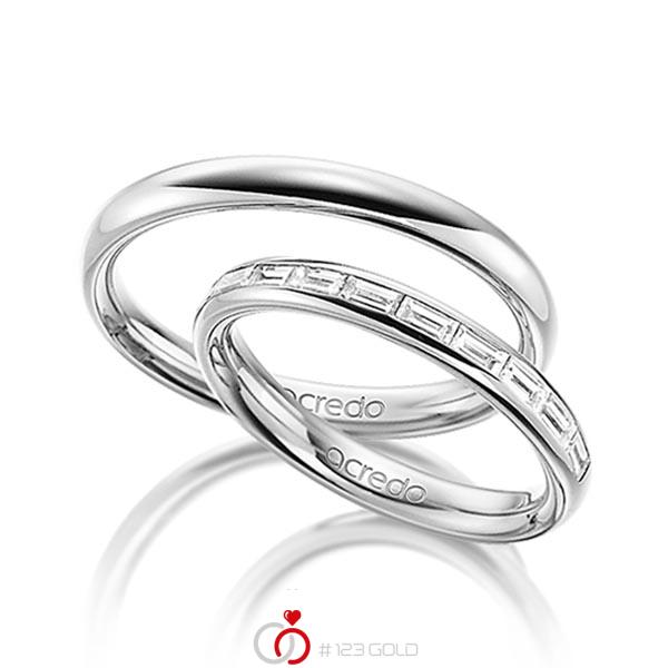 Paar klassische Memoire-Trauringe/Eheringe in aussen Graugold 585 , innen Graugold 585 halbausgefasst mit zus. 0,5 ct. Baguette-Diamant tw, vs von acredo - A-1532-8 Paar klassische Memoire-Trauringe/Eheringe in aussen Graugold 585 , innen Graugold 585 halbausgefasst mit zus. 0,5 ct. Baguette-Diamant tw, vs von acredo - A-1532-8