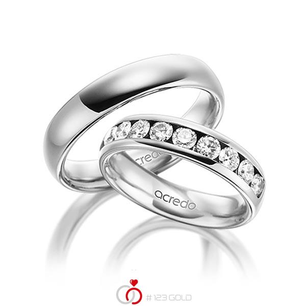 Paar klassische Memoire-Trauringe/Eheringe in aussen Graugold 585 , innen Graugold 585 halbausgefasst mit zus. 1,1 ct. Brillant tw, si von acredo - A-1534-8 Paar klassische Memoire-Trauringe/Eheringe in aussen Graugold 585 , innen Graugold 585 halbausgefasst mit zus. 1,1 ct. Brillant tw, si von acredo - A-1534-8