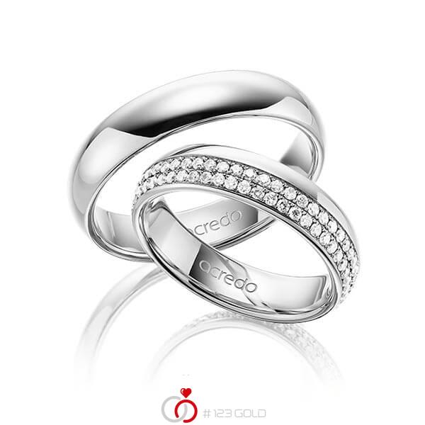 Paar klassische Memoire-Trauringe/Eheringe in aussen Graugold 585 , innen Graugold 585 vollausgefasst mit zus. 0,8 ct. Brillant tw, si von acredo - A-1536-8 Paar klassische Memoire-Trauringe/Eheringe in aussen Graugold 585 , innen Graugold 585 vollausgefasst mit zus. 0,8 ct. Brillant tw, si von acredo - A-1536-8