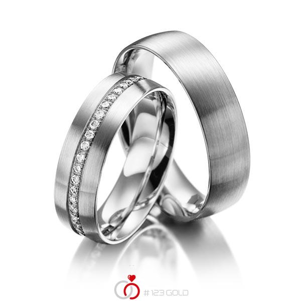Paar klassische Memoire-Trauringe/Eheringe in außen Graugold dunkel 585 , innen Graugold dunkel 585 halbausgefasst mit zus. 0,23 ct. Brillant tw, si von Steinberg - Q-1217-5 Paar klassische Memoire-Trauringe/Eheringe in außen Graugold dunkel 585 , innen Graugold dunkel 585 halbausgefasst mit zus. 0,23 ct. Brillant tw, si von Steinberg - Q-1217-5