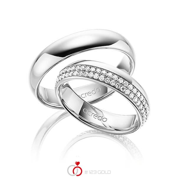 Paar klassische Memoire-Trauringe/Eheringe in aussen Weissgold 585 , innen Weissgold 585 vollausgefasst mit zus. 0,8 ct. Brillant tw, si von acredo - A-1536-7 Paar klassische Memoire-Trauringe/Eheringe in aussen Weissgold 585 , innen Weissgold 585 vollausgefasst mit zus. 0,8 ct. Brillant tw, si von acredo - A-1536-7