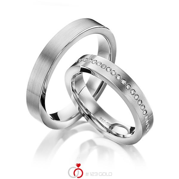Paar klassische Memoire-Trauringe/Eheringe in Edelstahl halbausgefasst mit zus. 0,14 ct. Brillant tw, si von 123gold - Y-1119-4 Paar klassische Memoire-Trauringe/Eheringe in Edelstahl halbausgefasst mit zus. 0,14 ct. Brillant tw, si von 123gold - Y-1119-4