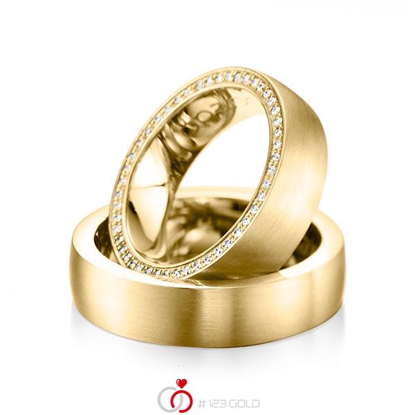 Paar klassische Memoire-Trauringe/Eheringe in Gelbgold 585 vollausgefasst mit zus. 0,255 ct. Brillant tw, si von acredo - A-1072-4 Paar klassische Memoire-Trauringe/Eheringe in Gelbgold 585 vollausgefasst mit zus. 0,255 ct. Brillant tw, si von acredo - A-1072-4