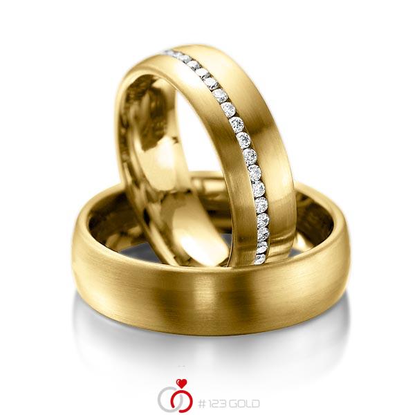 Paar klassische Memoire-Trauringe/Eheringe in Gelbgold 585 vollausgefasst mit zus. 0,47 ct. Brillant tw, si von acredo - A-1014-9 Paar klassische Memoire-Trauringe/Eheringe in Gelbgold 585 vollausgefasst mit zus. 0,47 ct. Brillant tw, si von acredo - A-1014-9
