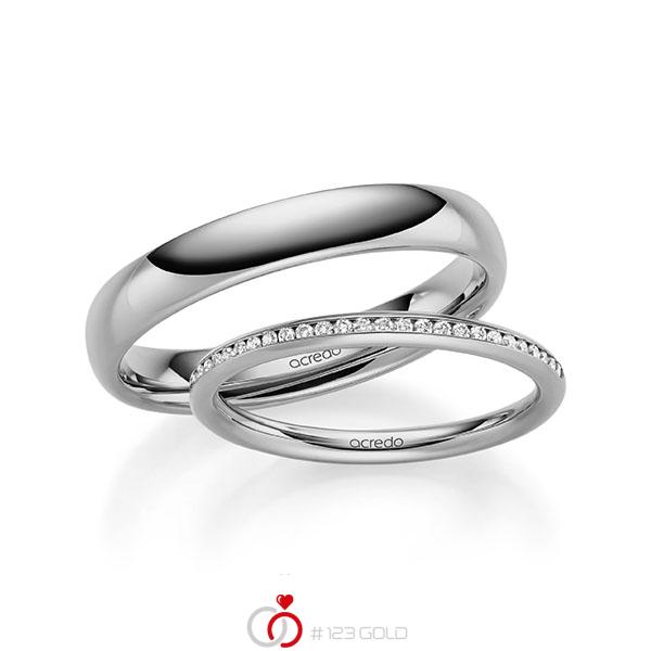 Paar klassische Memoire-Trauringe/Eheringe in Graugold 585 halbausgefasst mit zus. 0,15 ct. Brillant tw, si von acredo - A-1598-3 Paar klassische Memoire-Trauringe/Eheringe in Graugold 585 halbausgefasst mit zus. 0,15 ct. Brillant tw, si von acredo - A-1598-3