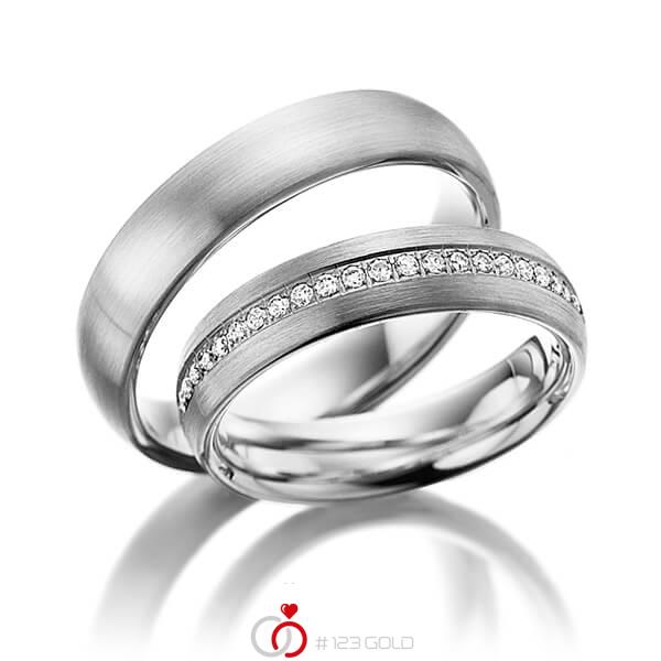Paar klassische Memoire-Trauringe/Eheringe in Graugold 585 halbausgefasst mit zus. 0,21 ct. Brillant tw, si - NP-1028-5 Paar klassische Memoire-Trauringe/Eheringe in Graugold 585 halbausgefasst mit zus. 0,21 ct. Brillant tw, si - NP-1028-5