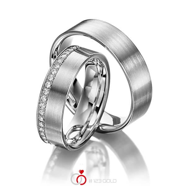Paar klassische Memoire-Trauringe/Eheringe in Graugold 585 halbausgefasst mit zus. 0,21 ct. Brillant tw, si - NP-1033-5 Paar klassische Memoire-Trauringe/Eheringe in Graugold 585 halbausgefasst mit zus. 0,21 ct. Brillant tw, si - NP-1033-5
